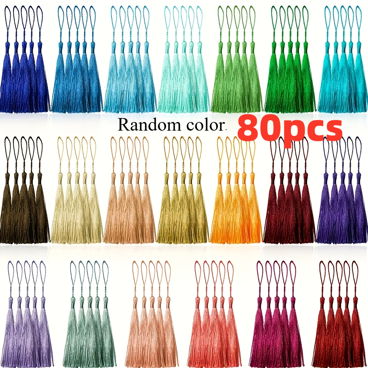 TEMU 80 Mini- à pompon, longueur 13,0 cm, disponibles , couleur aléatoire, en polyester pour marque-pages, ensembles de perles et bijoux. Ces