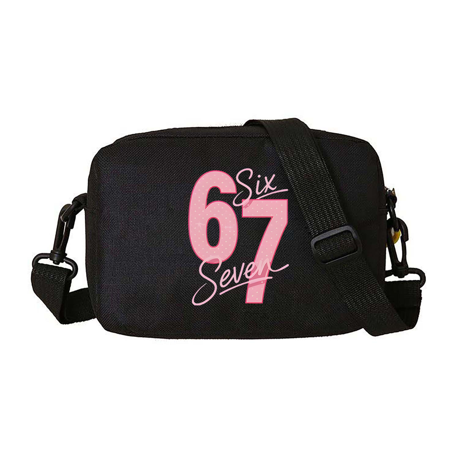 TEMU Nouveau sac bandoulière élégant, motif rose "67", sac à bandoulière léger, sac de transport et de sortie, peut contenir téléphone portable |