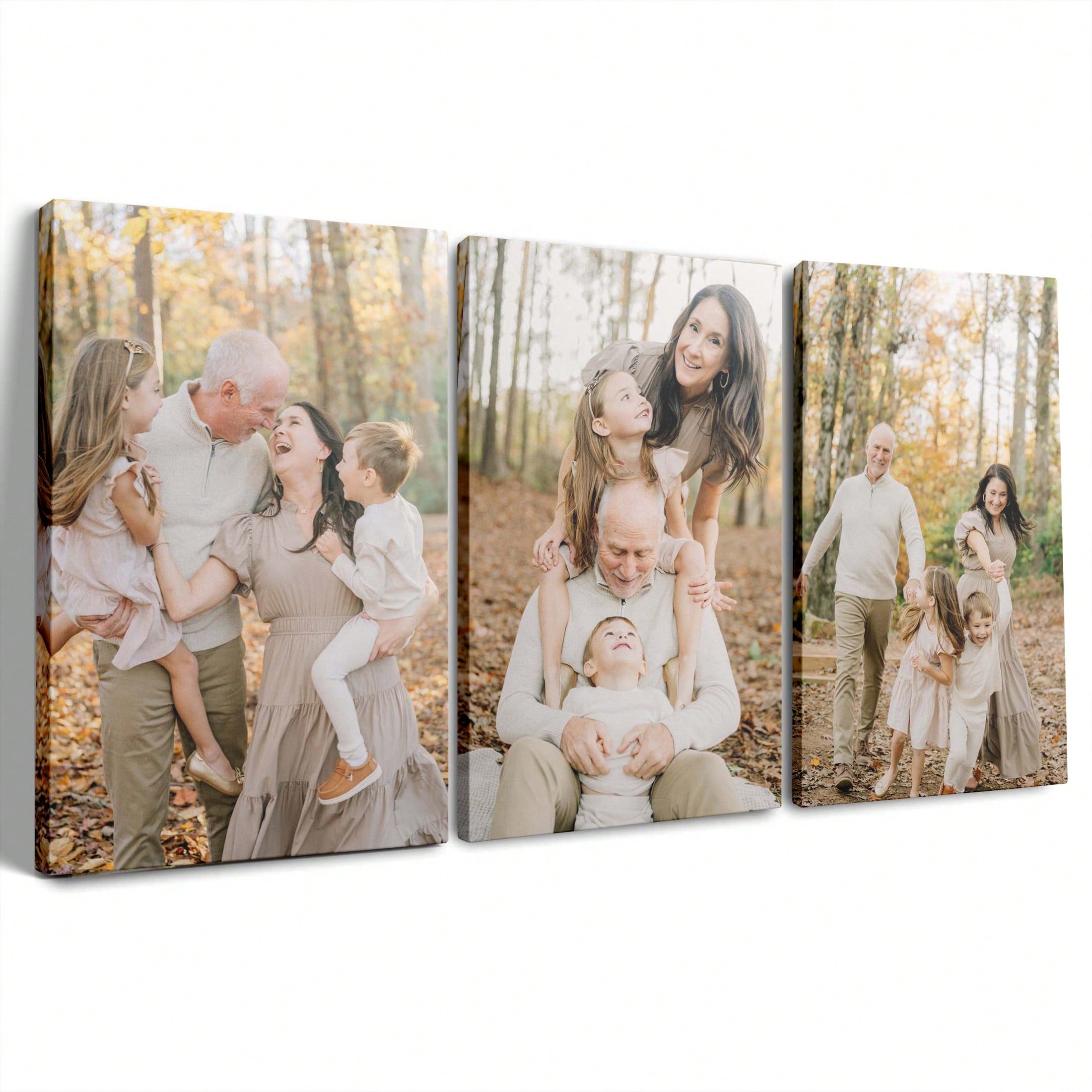 TEMU 2d Flat, Valentine's Day Hot 3pcs Personalized Photo Canvas Wall Art Set - Custom Family Photo Prints For Living Room, Bedroom, Home Office -