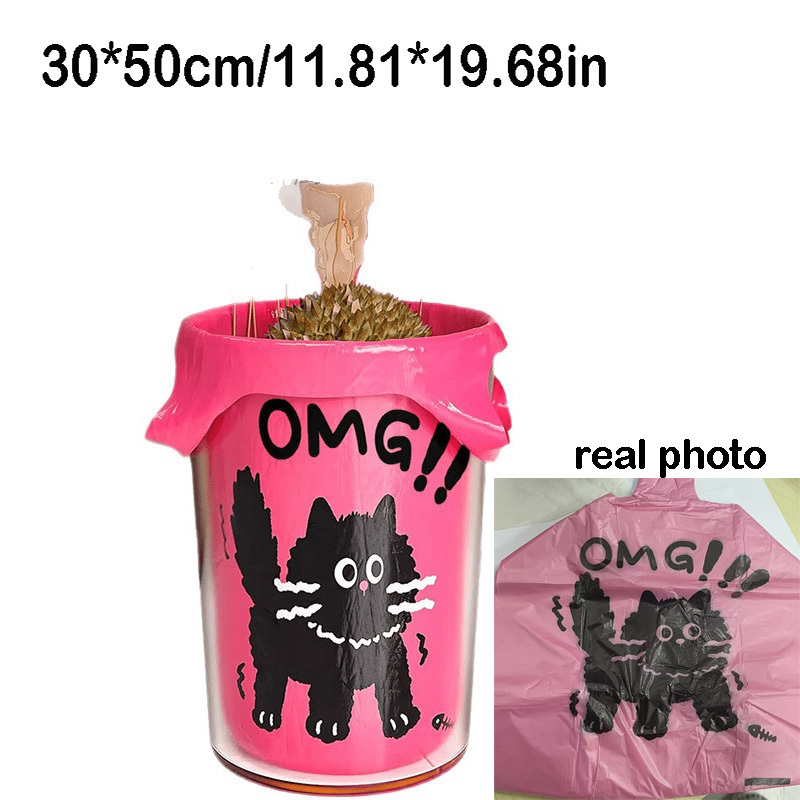 TEMU 2 Bundle/ 200pcs Pink Cute Black Cat Drawstring Trash Bags | Thickened Durable Household Garbage Bags