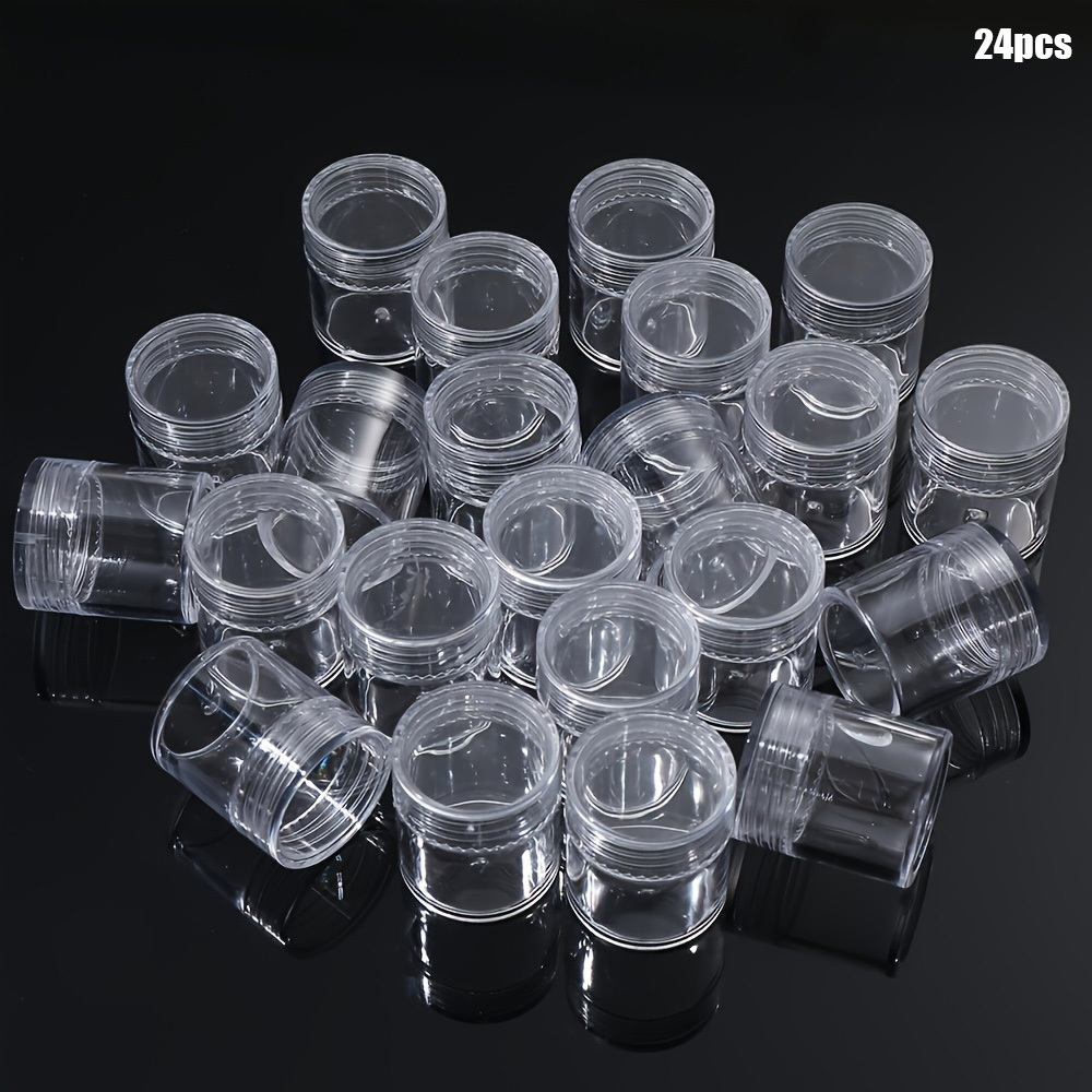 TEMU 24 Pack Transparent Cream Jars With Lids- Round Plastic Cosmetic Containers, For Beads, Diamonds, Jewelry Additions, Reusable Cosmetic Jars,