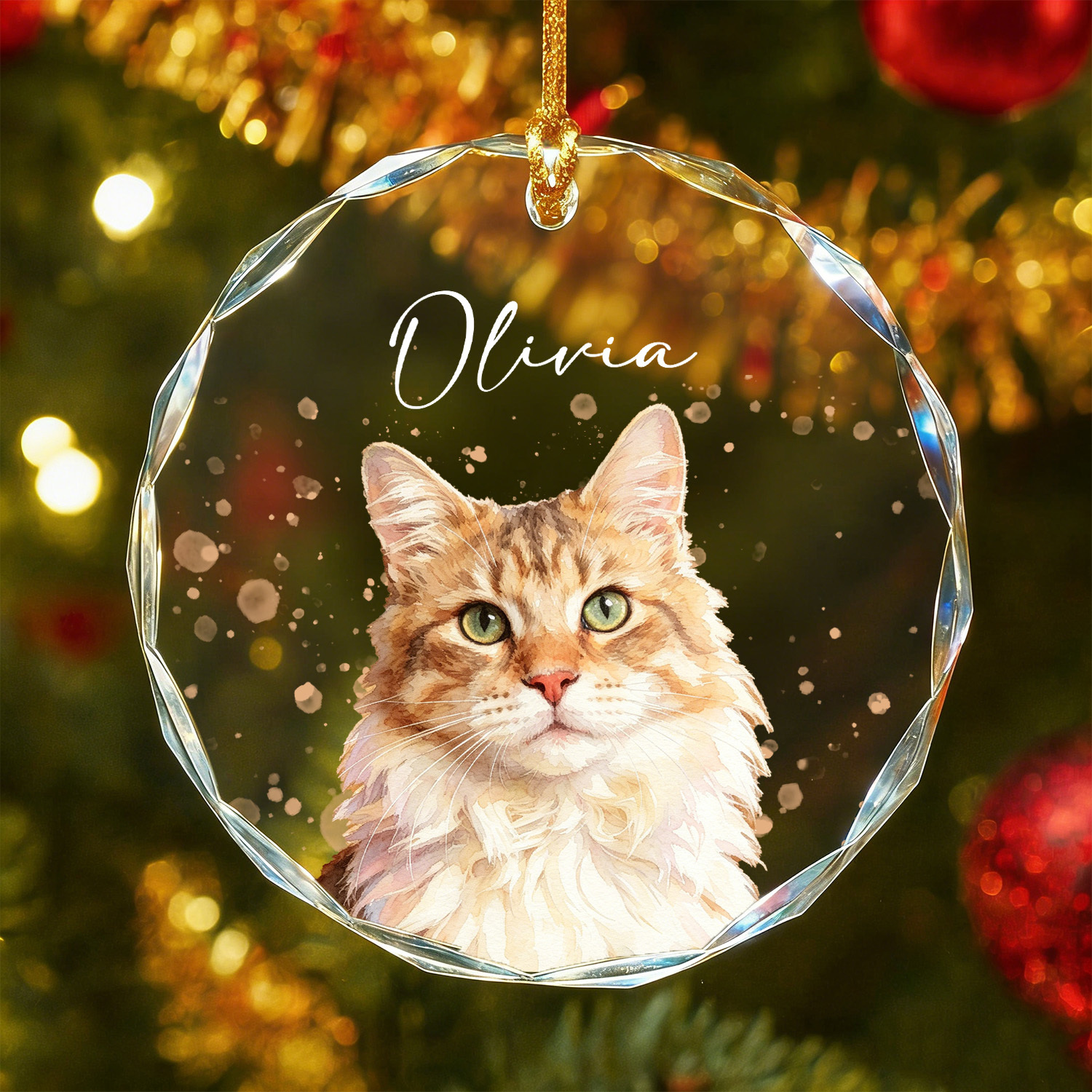 TEMU 1pc Personalized Pet Photo Ornament - Custom Name & Photo Suitable For Christmas Tree Decor, Heart-shaped Or Round Hanging Keepsake Gift For Pet