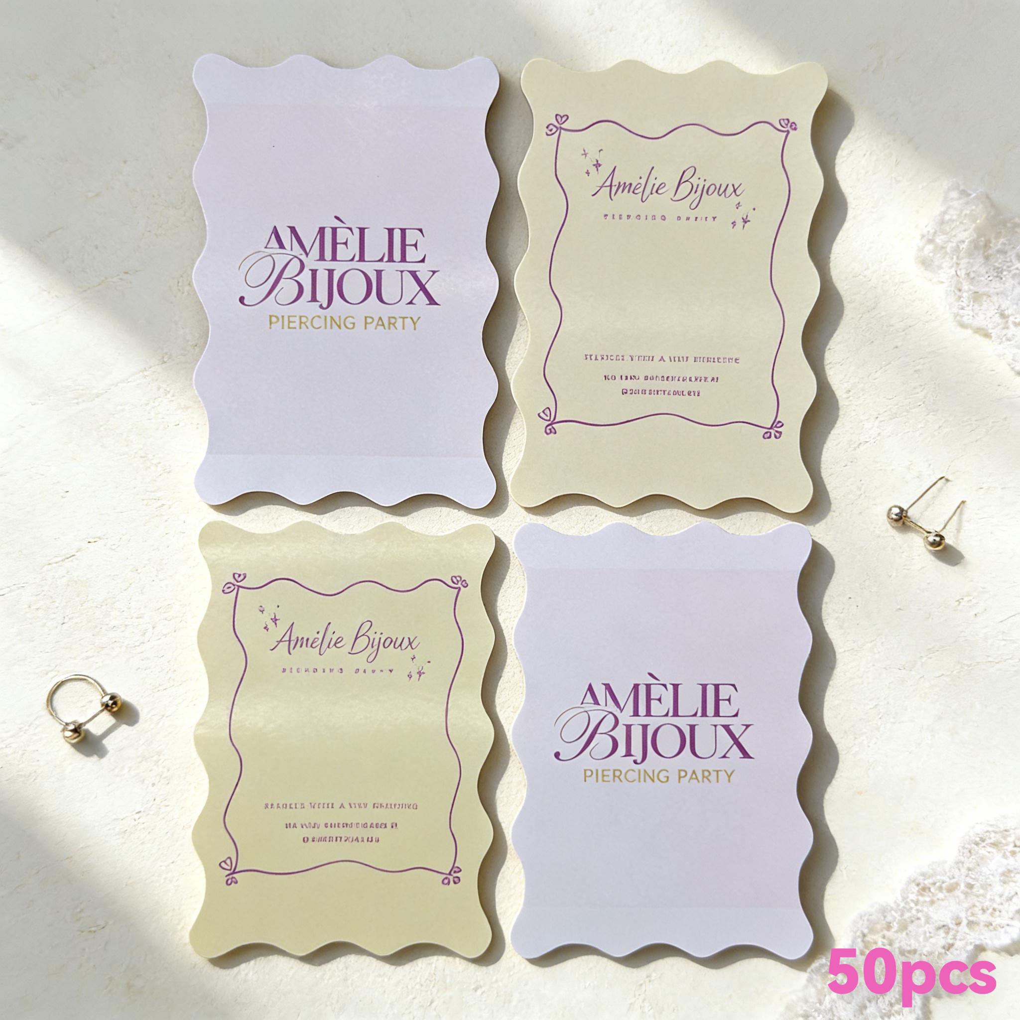 TEMU Custom 30/50/100 Personalized Party Invitations - Wavy Creative Invitations, Double-sided Printing, Elegant Wavy Greeting Card Invitations And