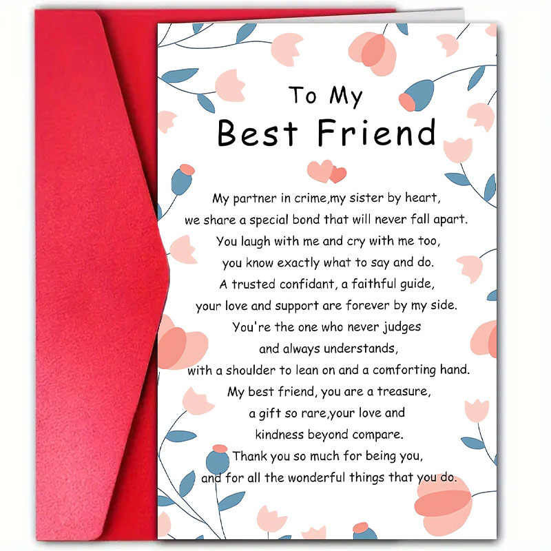 

1pc Day Romantic Birthday Greeting Card, High-quality Paper, 12cm X 18cm, Message For Best Friend, With Envelope, For And Anniversaries