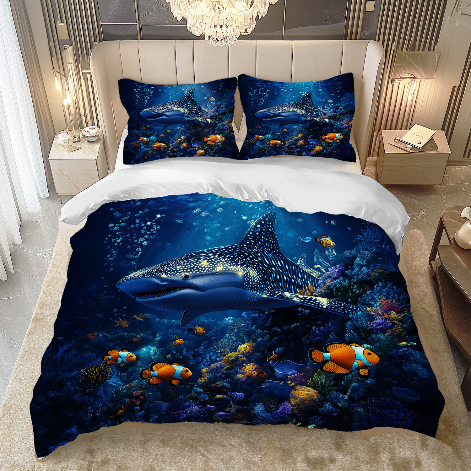 2/3 teiliges bettwäsche set hai klownfisch motiv