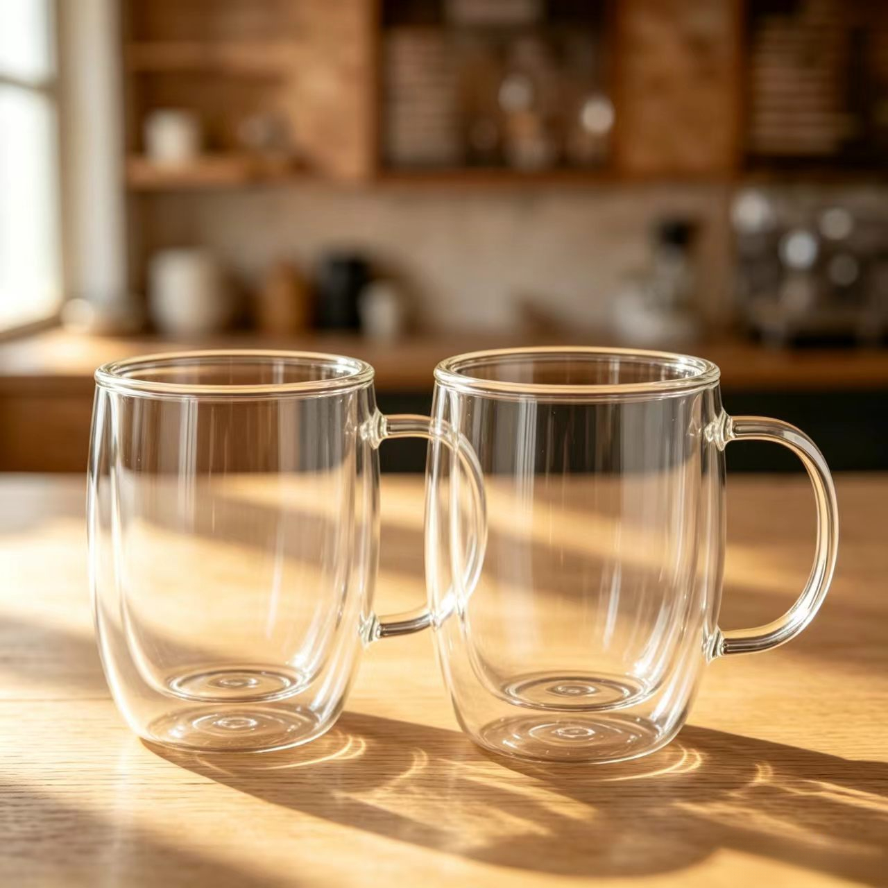 TEMU Double-walled Glass Coffee Cup Set(2pcs), Insulated Transparent Glass Cups, Suitable For Coffee, Tea, Latte, And Cappuccino