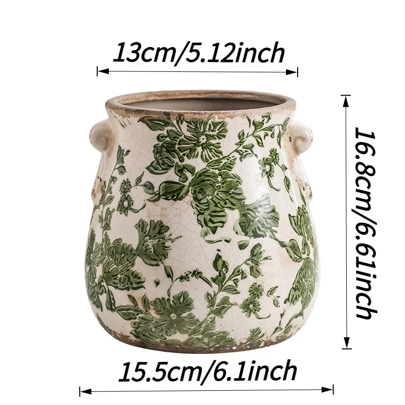 TEMU 【ヴィンテージ】ダブルハンドル セ 植木鉢, 素朴なル ル デコレーション ー, オーナメント 室内 鮮花 多肉植物 ハーブ ガーデニング ギフト レーション