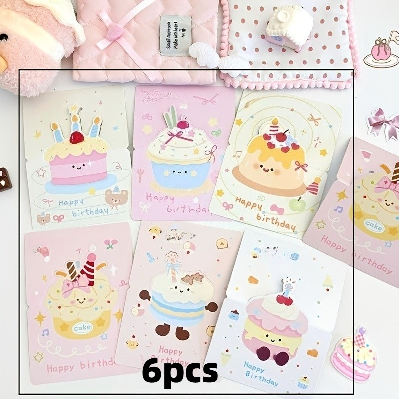 TEMU Ensemble de 6 cartes de vœux et de messages pliables avec de nouveaux dessins animés de animaux mignons
