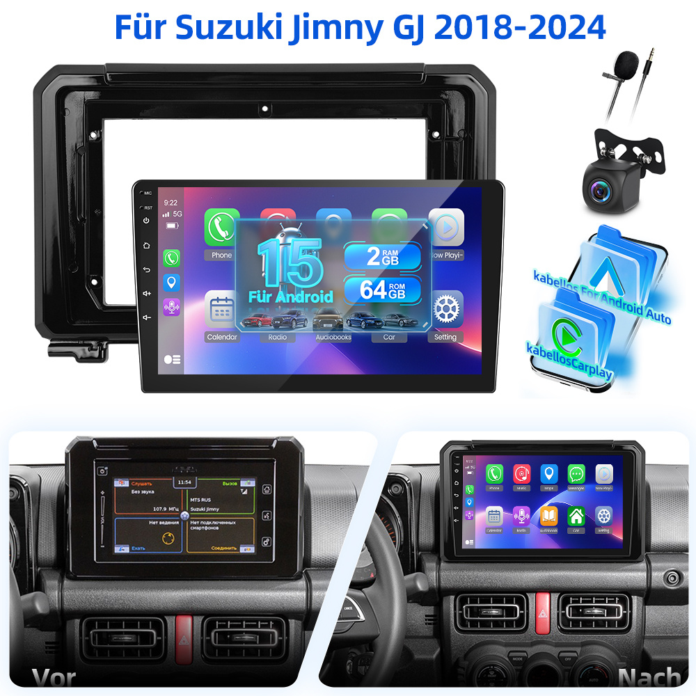 Image of 15 Car Radio 2gb+64gb Carplay Autoradio Radio For Gj 2018-2024 Car Stereo With Auto, 9 Inch .5d Touch Screen Radio With Gps, Wifi, Eq, Bt, Swc, Fm Rds Radio With Camera And Mic