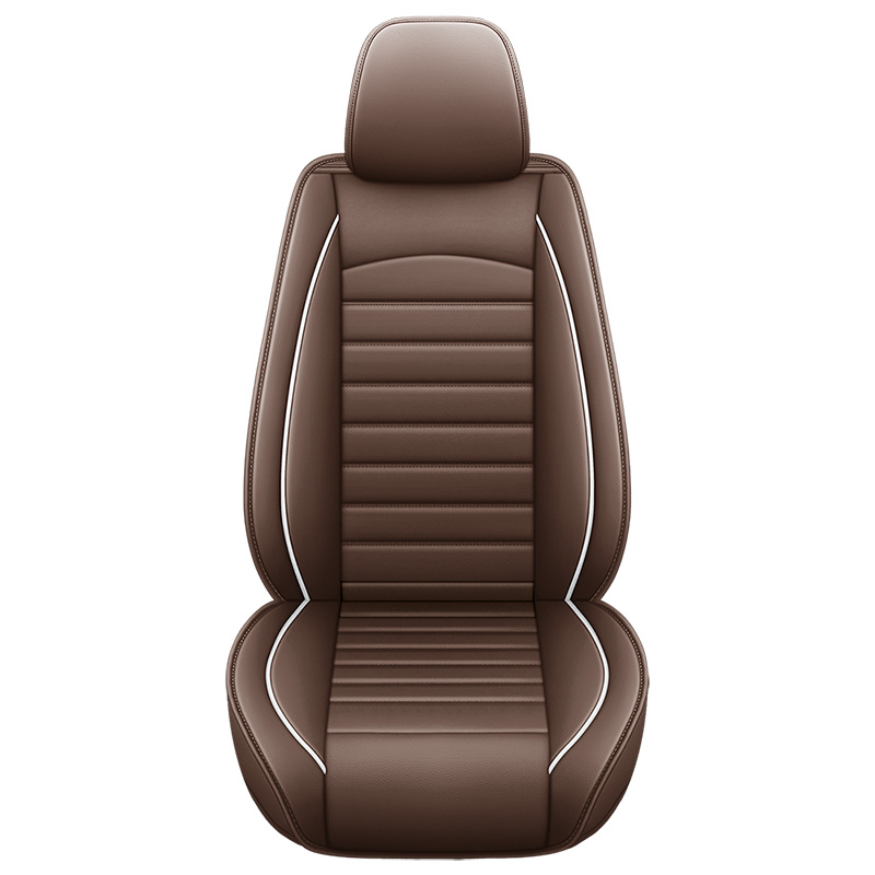 TEMU 5pcs/1pc Luxury High-grade Faux Leather Car Seat Covers - Includes Headrest And Lumbar Support, Full Coverage, One-piece, All-faux Leather,