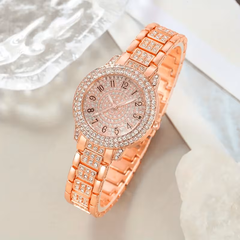 6pcs set watches for women set with 5pcs bracelet necklace earrings ring jewelry for women set elegant womens watches valentines day birthday christmas gifts for women reloj de mujer watches for women Product details 15