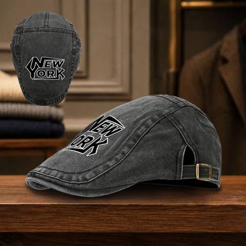 item picture men women vintage newsboy cap adjustable retro beret with nyc letter print lightweight suitable for spring summer travel parties daily wear suitable for valentine day father day gifts hand washable