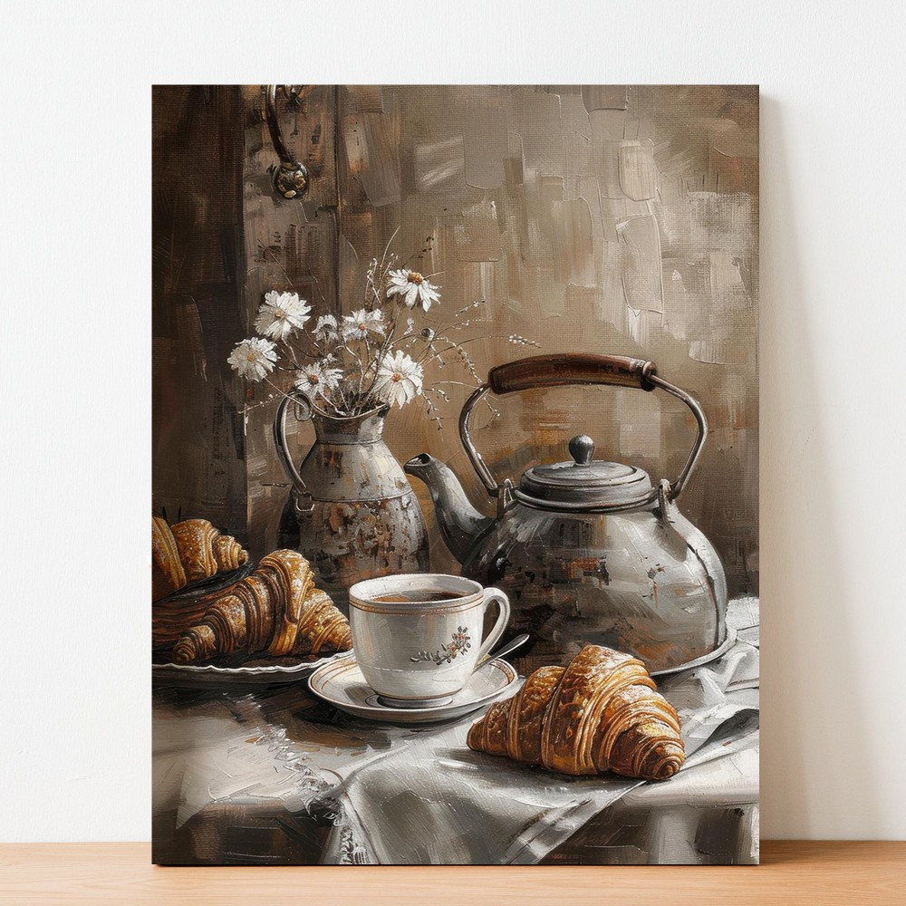 

Chic Croissant Canvas Art - Kitchen Decor, Wooden 11.8x15.7" Print For Living Room, Bedroom, Hallway - Ready To Hang, Room Decor