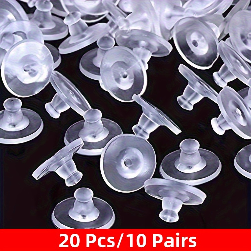 20pcs Transparent Earring Backs Suitable For Drop Earrings, - Pin Backs With Safety Stoppers, Hook Ear Stoppers Replacement Parts For Pierced Earrings, For Skin & Daily Wear