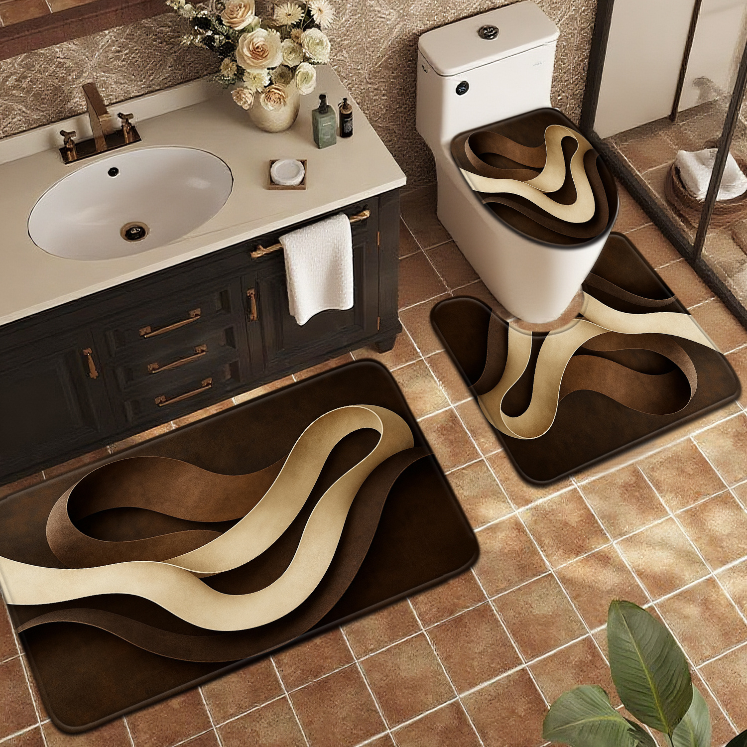 1/3 teiliges badezimmer set 3 teiliges fußmatten set