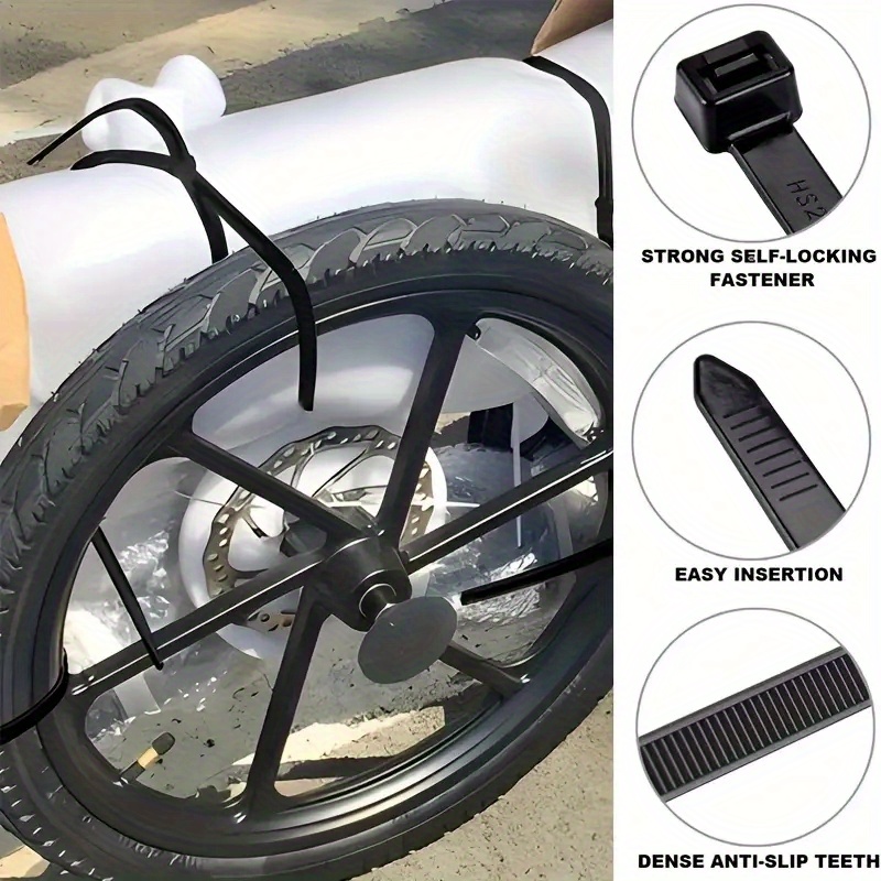 300pcs 10.16/15.24/20.32 cm Black Nylon Zip Ties, Adjustable Self-locking Zip Ties, Waterproof and Anti Slip, Fixing and Bundling Zip Ties, Suitable for Outdoor Cables, Gardening and Household Multi-purpose Bundling