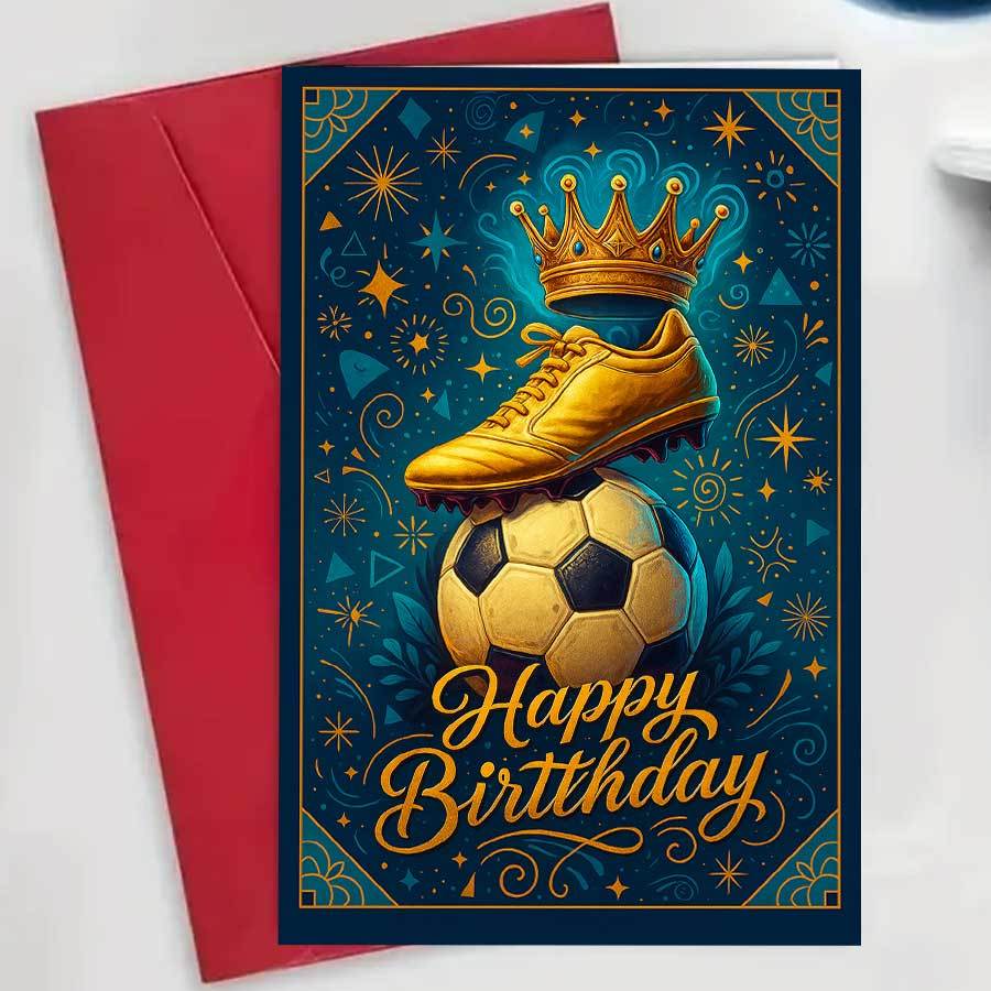 TEMU 1pc Football Enthusiast Happy Birthday Card, Players And . A Perfect Gift To Their Love Of Sports, Fashionable And Stylish, With Envelope