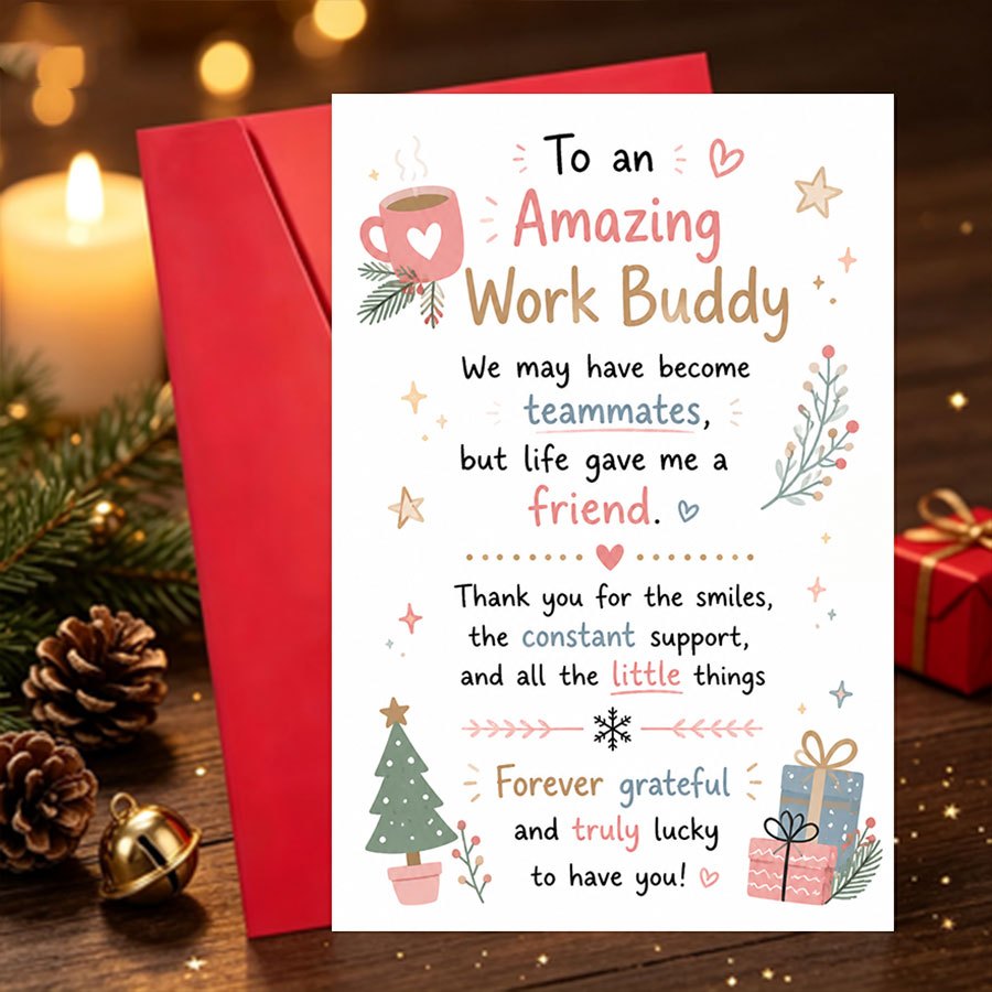 TEMU 1pc Thank You Card Suitable For Gift For Colleagues - Theme English Language Paper Card With Suitable For Office Parties, , Birthdays, Events -