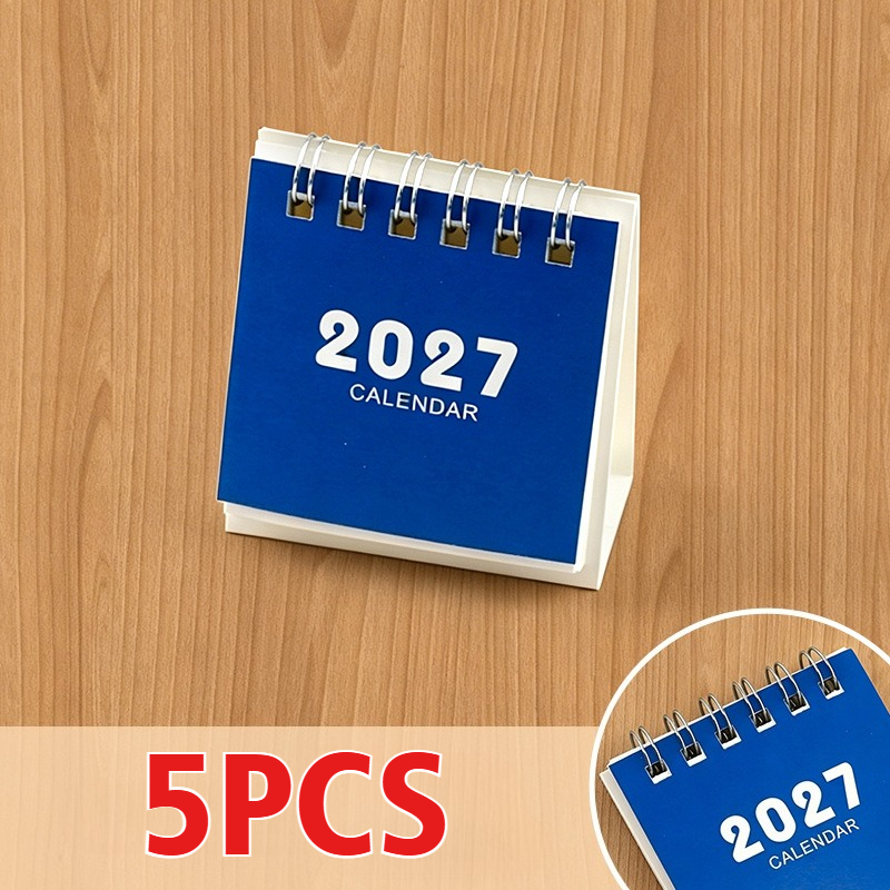 TEMU 5 Stück 2027 Kalender Planung Einfach und Frisch Desktop Kalender Buch Cartoon Mini Desktop Kreatives Notizbuch