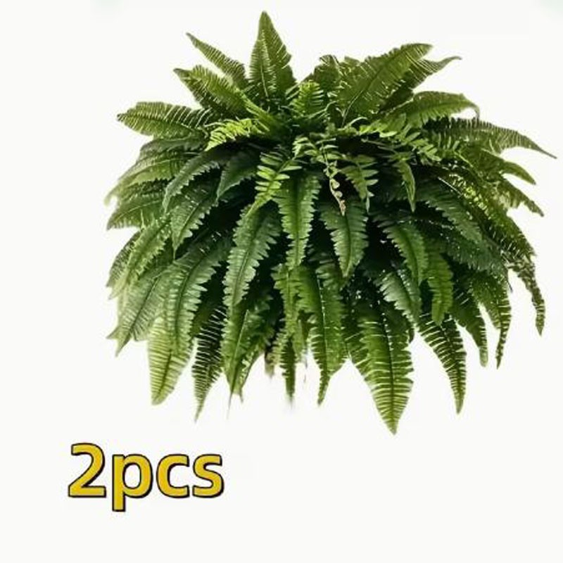TEMU 2pcs Large Artificial Boston Fern Plants Suitable For Outdoors/ Fake Fern With Realistic Foliage, Low-maintenance Plastic Greenery For Garden,,