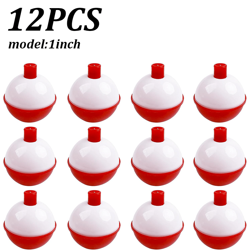 TEMU 12pcs Easy-use Fishing Floats: Hard Abs Push Button Round Bobbers In - Durable High-visibility Buoys For All Types Of Fishing, Fishing Accessories | Fishing Equipment | Marker Float