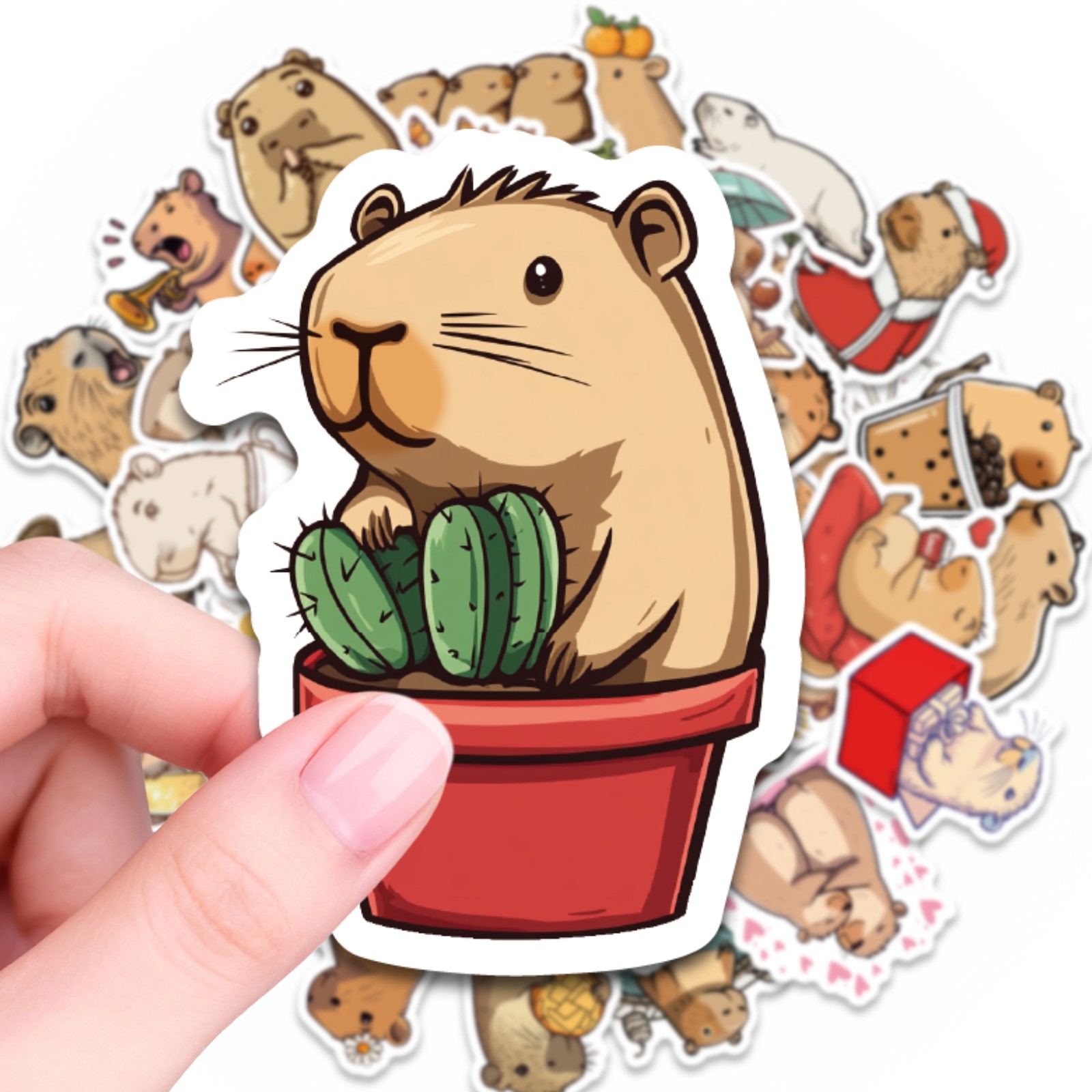 50pcs Capybara Cartoon Stickers Durable Features Cartoon Hand Drawn Style Scratch Proof Material Design Decorate Notebook Water Bottle