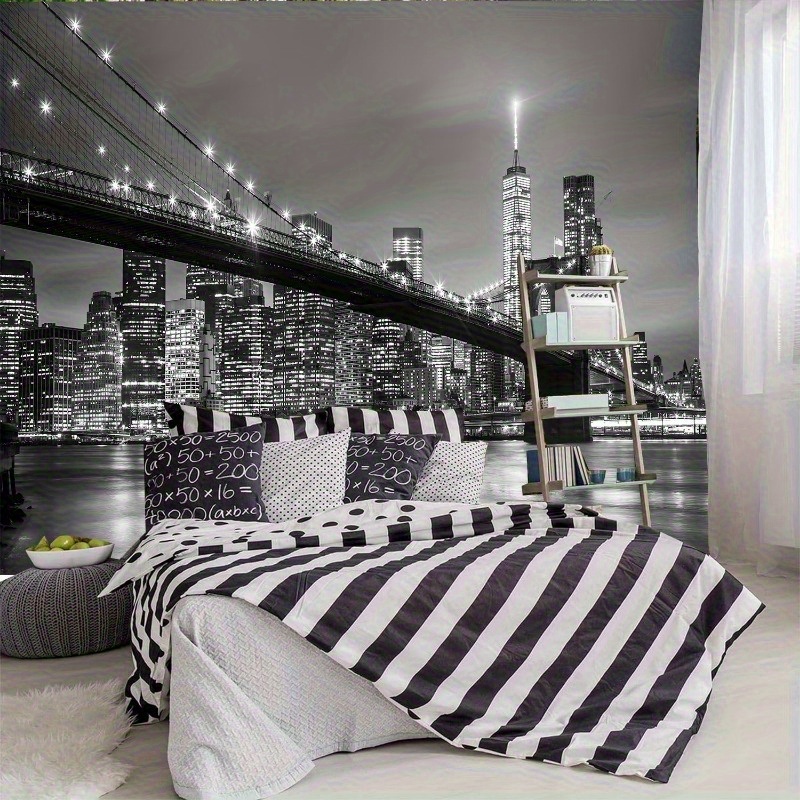 Modern Tapestry New York Manhattan Brooklyn Bridge Night View_voghion.com