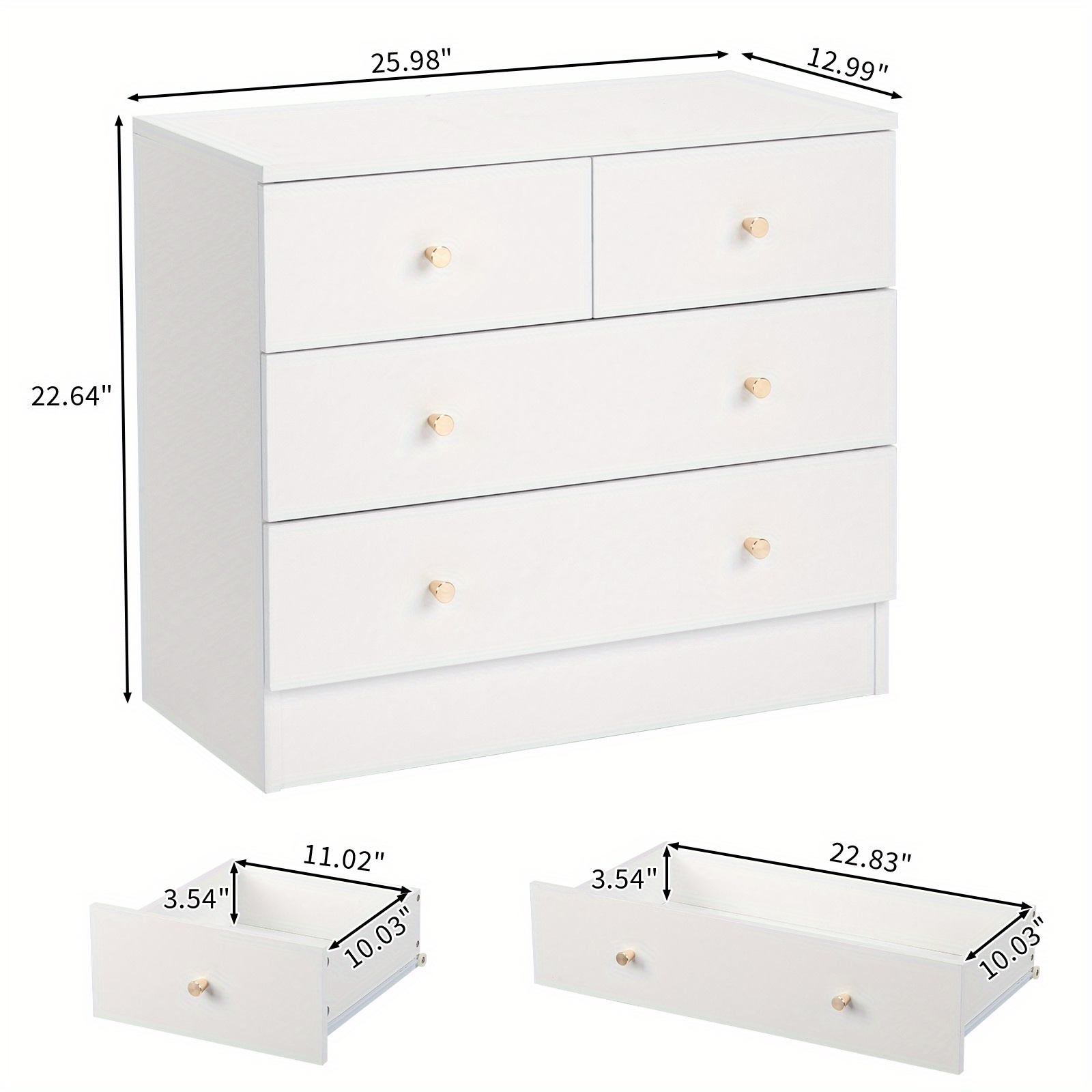 4/5-drawer Dresser For Bedroom, Modern Dresser With Matte Golden Handle, Wood, Hallway And Entryway, Home Office