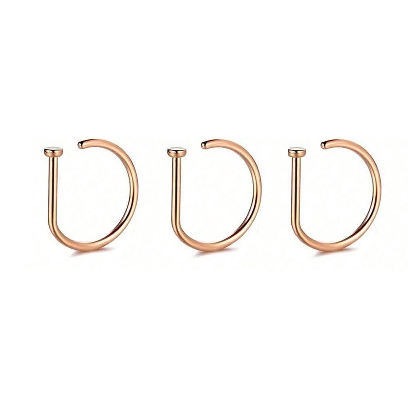 3pcs Geometric Shape Punk Nose Rings Set, Stainless Steel