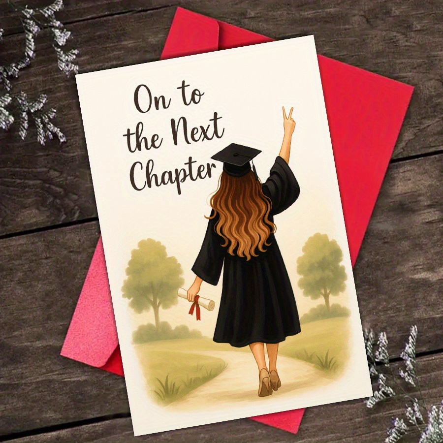TEMU 1pc Women's Graduation Card - " " Inspirational Message, Perfect Gift For Daughter, Sister, Friend - Includes Red Envelope, Suitable For College