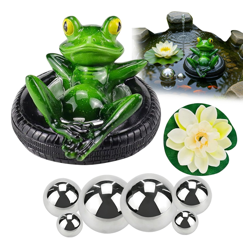 Image of Stainless Floating Sphere Ornament With Lifelooking & For Lotus Pond Decor - Rustic Suitable For Garden , , Outdoor Landscaping,, Aquarium - Realistic -standing Statue For Water Feature Decoration