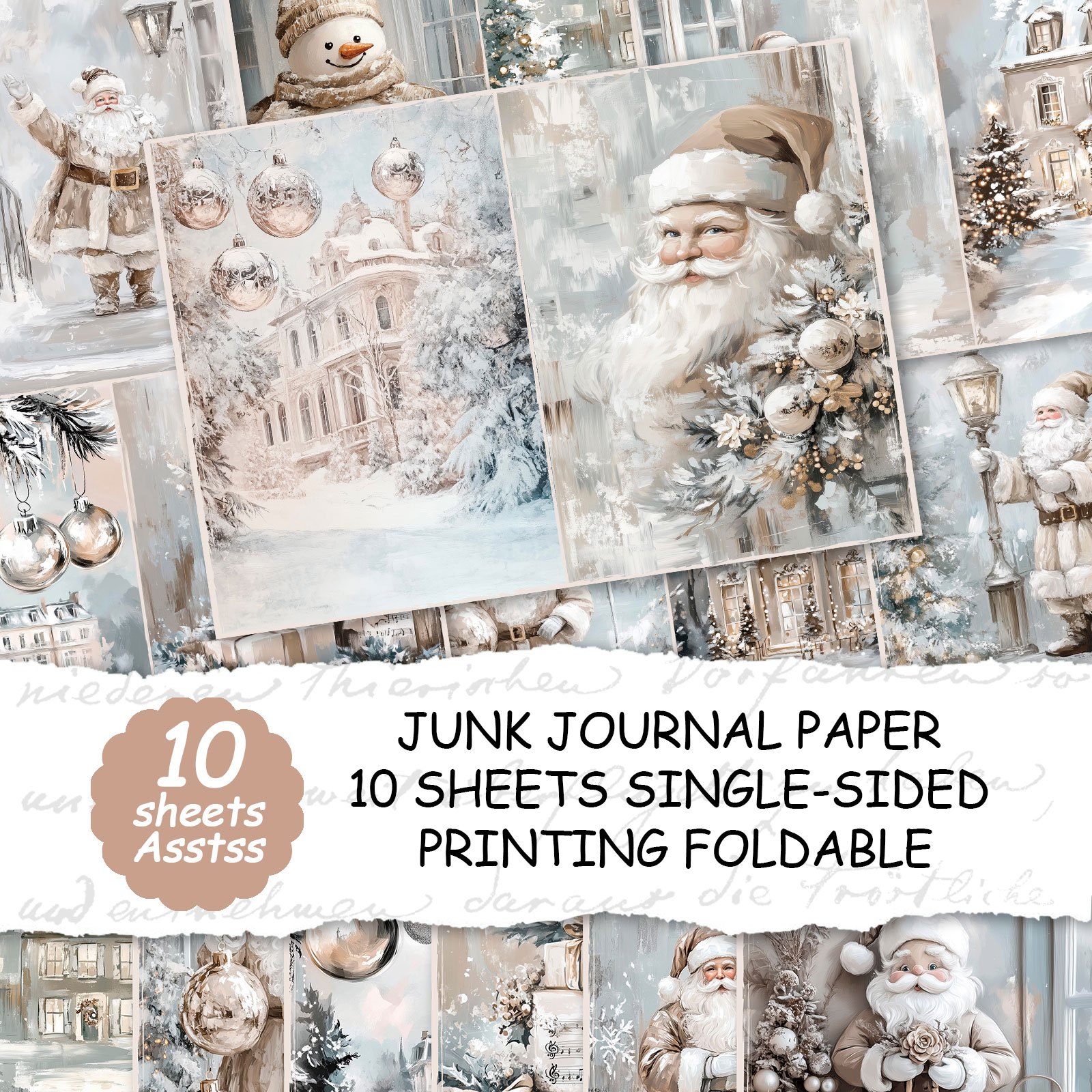 TEMU ASSTSS 10 feuilles de papier A4, style de Noël, couverture de , journal en papier recyclé, journal , articles faits main avec papier décoratif,