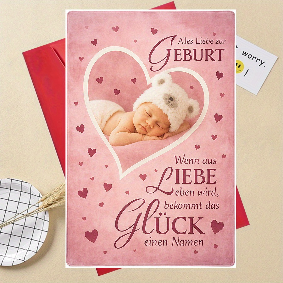 Image of A Single New Baby Congratulations Card Featuring A Design , Ideal For Gifting To New Parents For Birth Or Baby Showers, Presented In A Pink Greeting Card