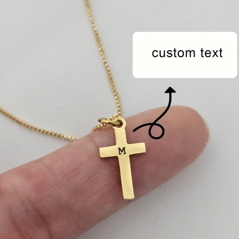 Custom Stainless Steel Cross Pendant Necklace — Personalized Gift