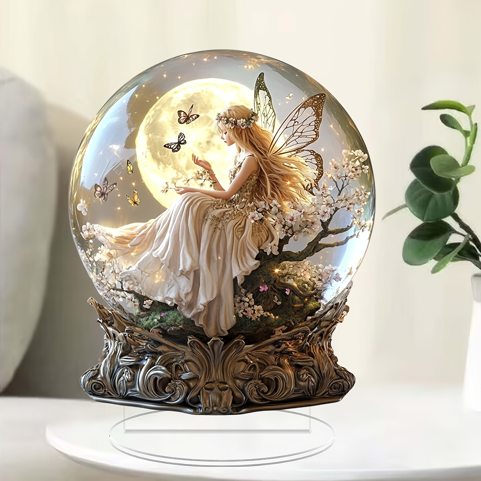 

Bohemian Acrylic Fairy Snowball - 2d Table Decor, Any Room, Ideal Gift For Home & Party Decoration, No Power Needed, Window Display, Christmas, Valentine's Day