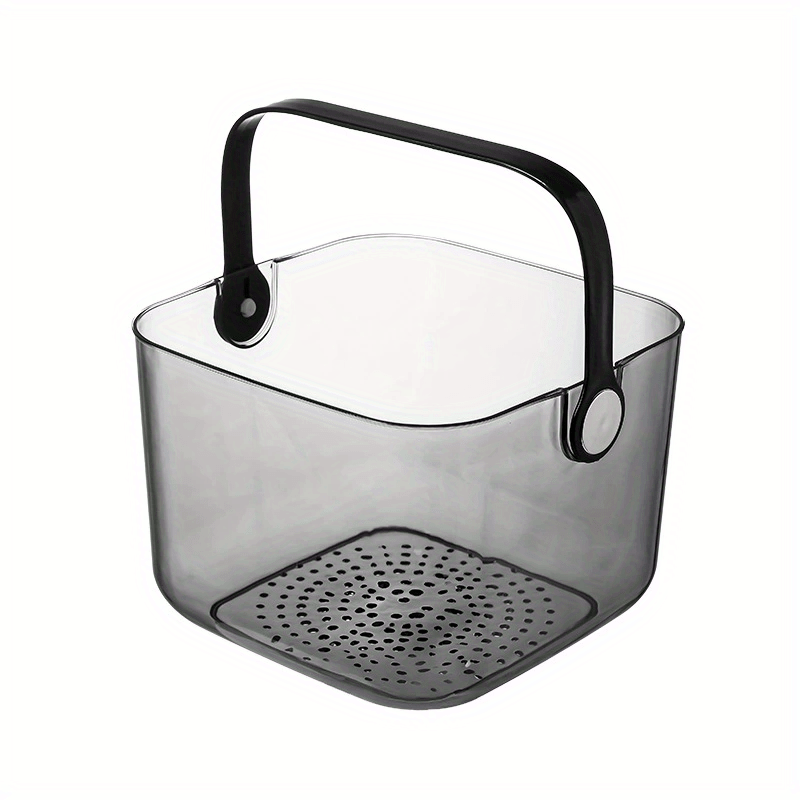 Bath Basket Organizing Basket Basket Bottom Hollow Easy To Drain Transparent Storage Basket With Handles, Shelf Baskets