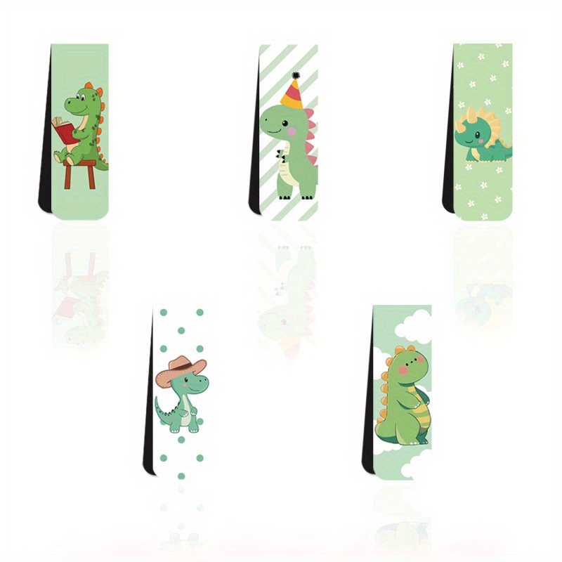 5pcs Magnetic Bookmark Set, Cartoon Little Dinosaur Page Markers, Book Page Clips, Gift For Journaling