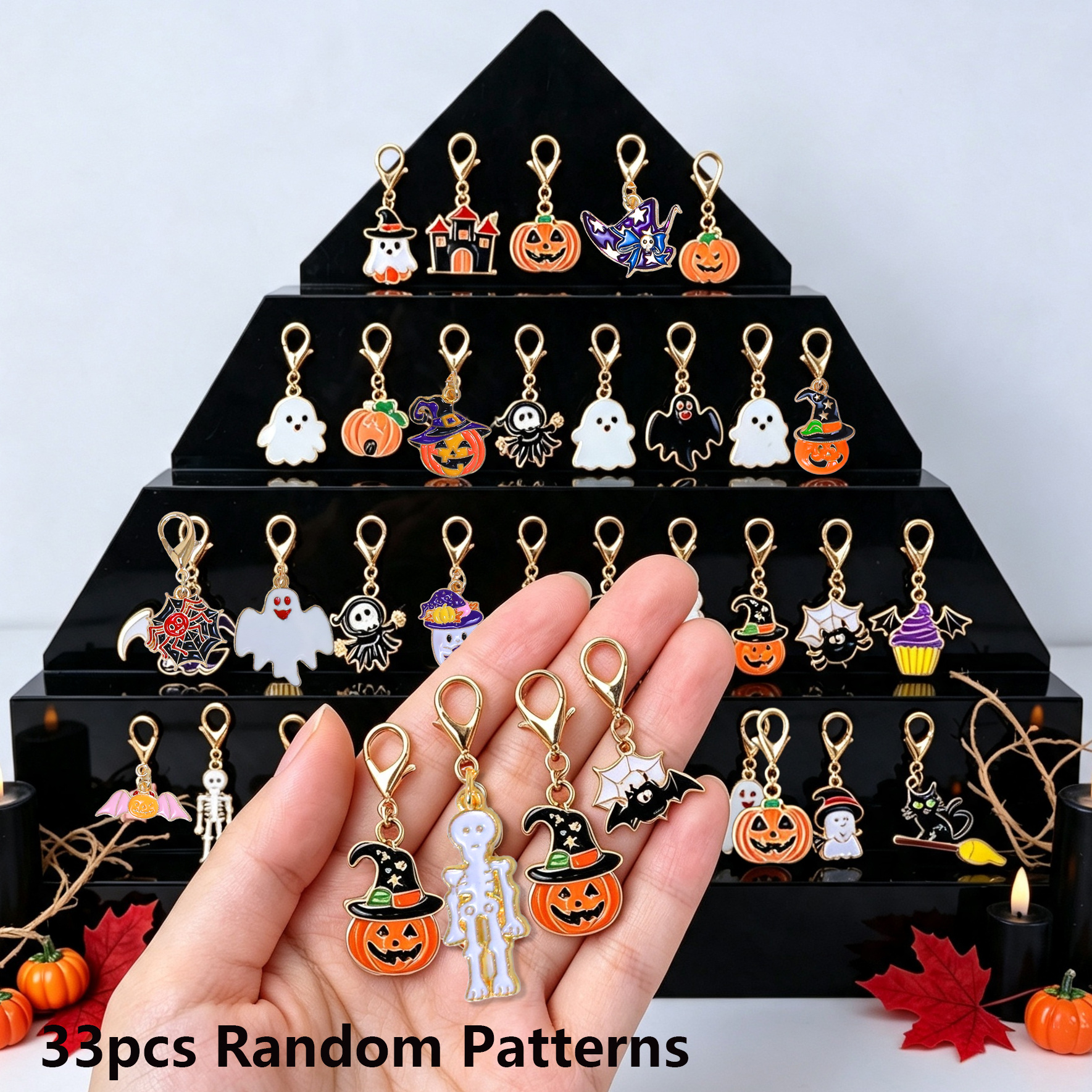TEMU Random 33pcs Halloween Keychain Set | Dark Lolita Style, Individual Niche Design | Suitable For Bag Charms, Car Key Pendant, Backpack Additions,