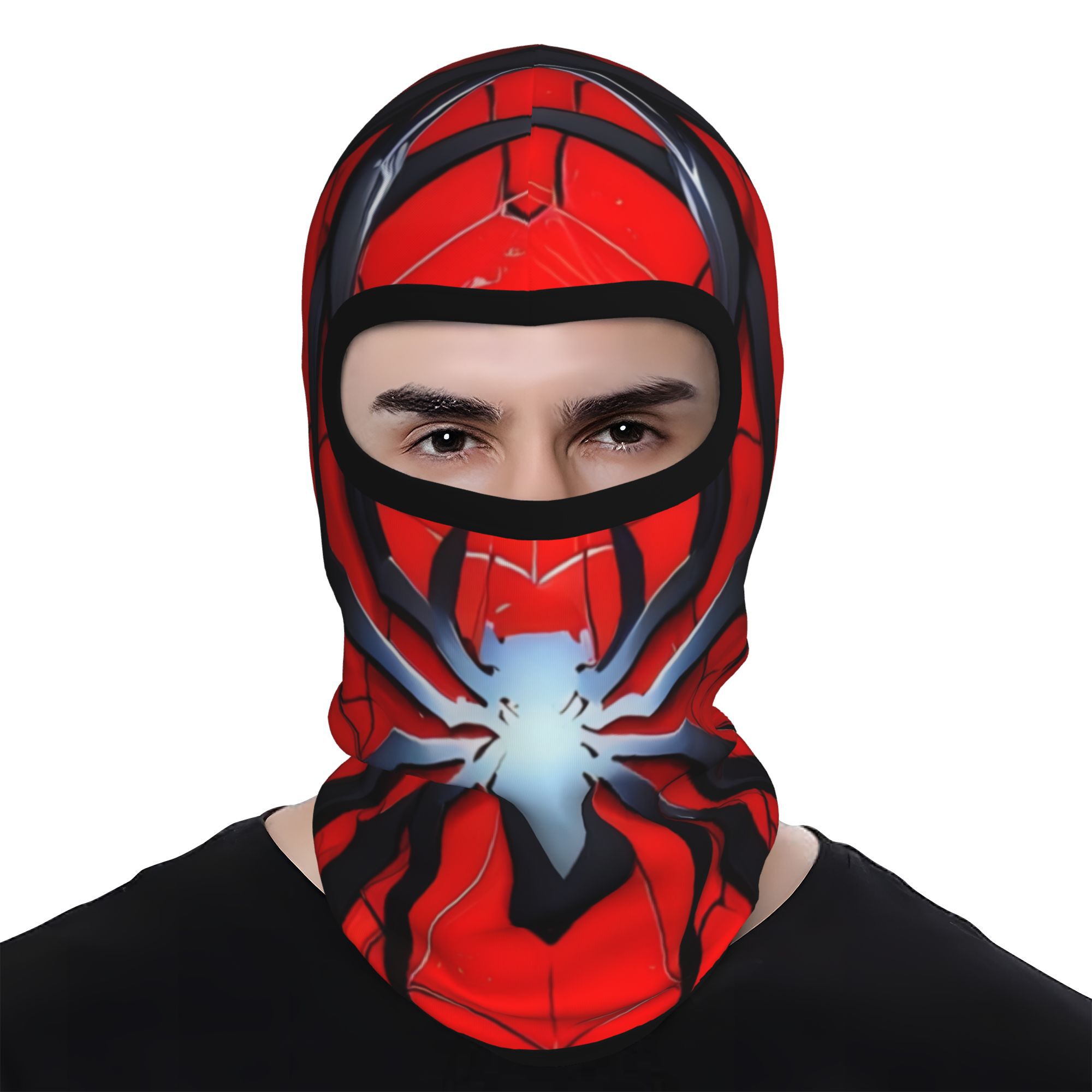 TEMU 2d Flat 1pc Spider Totem Pattern Full Face Mask Riding Masks Breathable Windproof Knitted Design For Outdoor Sports Cycling And Skiing Outdoor