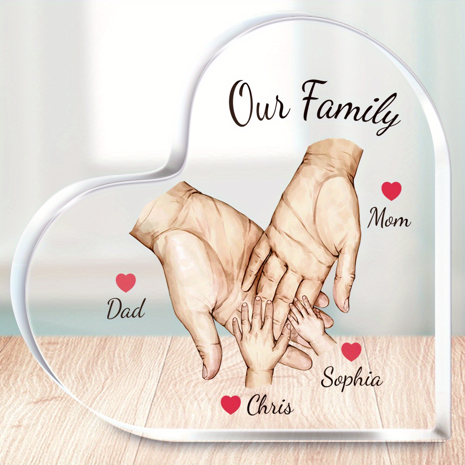 TEMU Piatto 2D, 1 pz Ornamenti a 2D Personalizzati in Acrilico per Membri - Ricordini Personalizzati -6 Nomi, Insegna Decorativa da Scrivania per