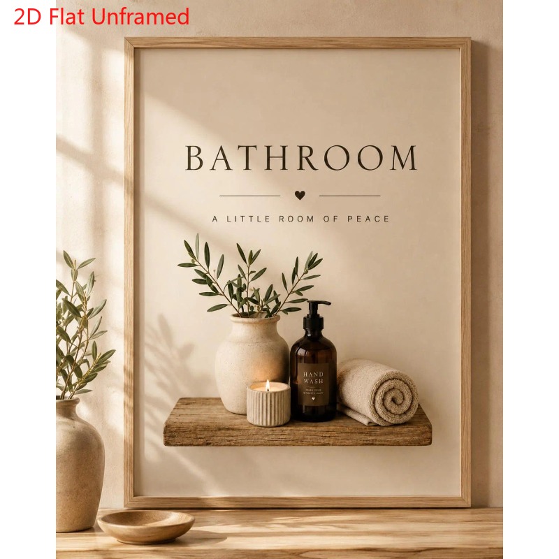 TEMU 2d Flat, 2d Flat, 2d Flat 1pc Bathroom Wall Art Canvas Print Posters Cozy Neutral Beige Wall Art Posters And Prints Unframed Rustic Minimalist