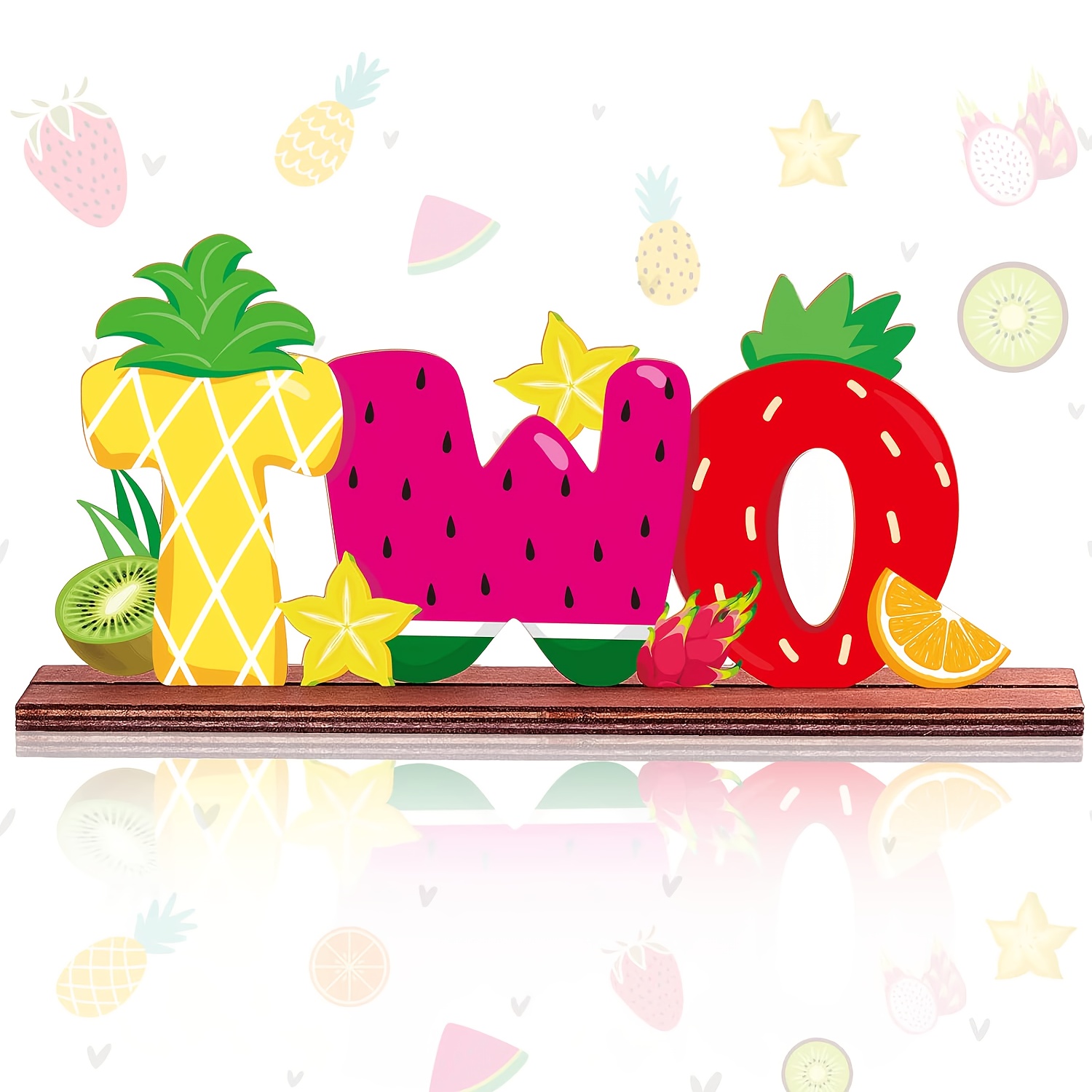 TEMU 1pc 2 Letter Sign Table Centerpiece With Pineapple, Watermelon & Strawberry - Fruit-themed Birthday Party Decorations Suitable For Showers,