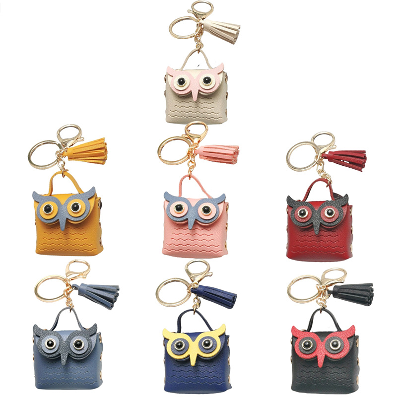 TEMU 7pcs Mini Owl Wallet Keychain Set- Cute Animal Keychains, Small Storage Bags, Portable Bags, Backpack Keychains, Bag Accessories, Mini Jewelry