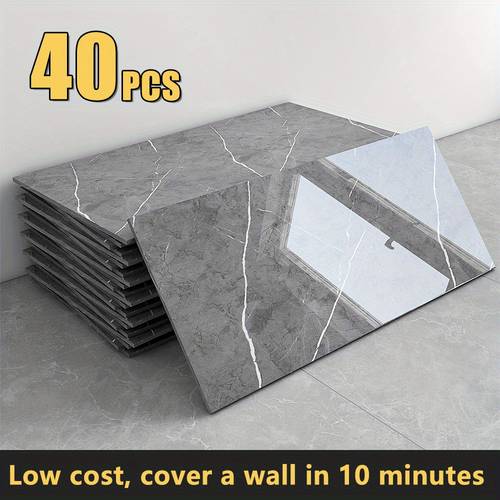 20 40 pack peel stick marble tiles wall panels set self waterproof removable wall sticker for kitchen backsplash bathroom living room office home decor 23 62 x11 81