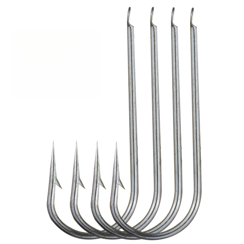TEMU 50 anzuelos de mar de mango largo, sección , barra al por mayor, anzuelo de pescar de barba de barra media larga, señuelo, anzuelo de , anzuelo