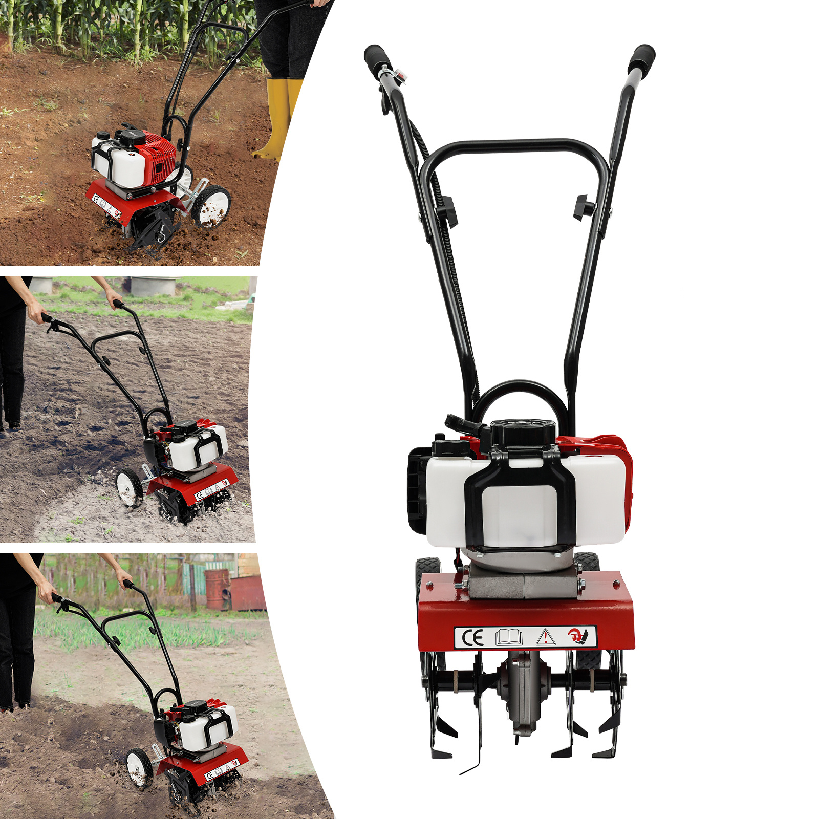 Manual Deep-Tilling Lawn Aerator & Soil Aerator Tool with Weeding, Ditching System - Heavy-Duty Mini Cultivator for Farmland, Orchard, - Portable for small-Scale Soil Loosening, Assembly Required (Compatible with Farms, Greenhouses)