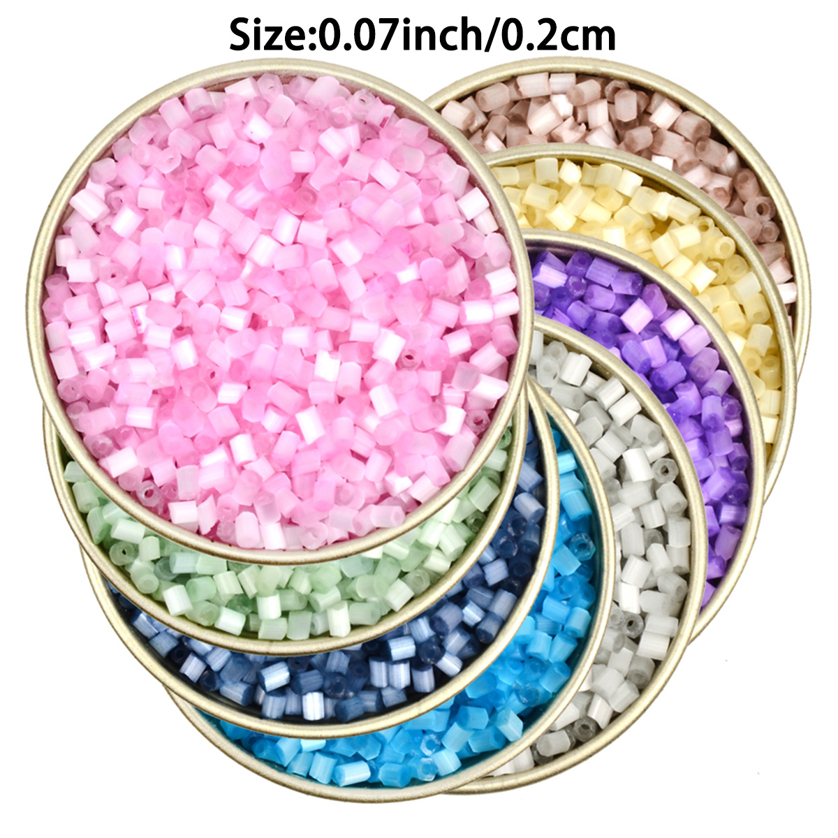2200pcs 2mm Matte Frosted Mini Glass Tube Beads