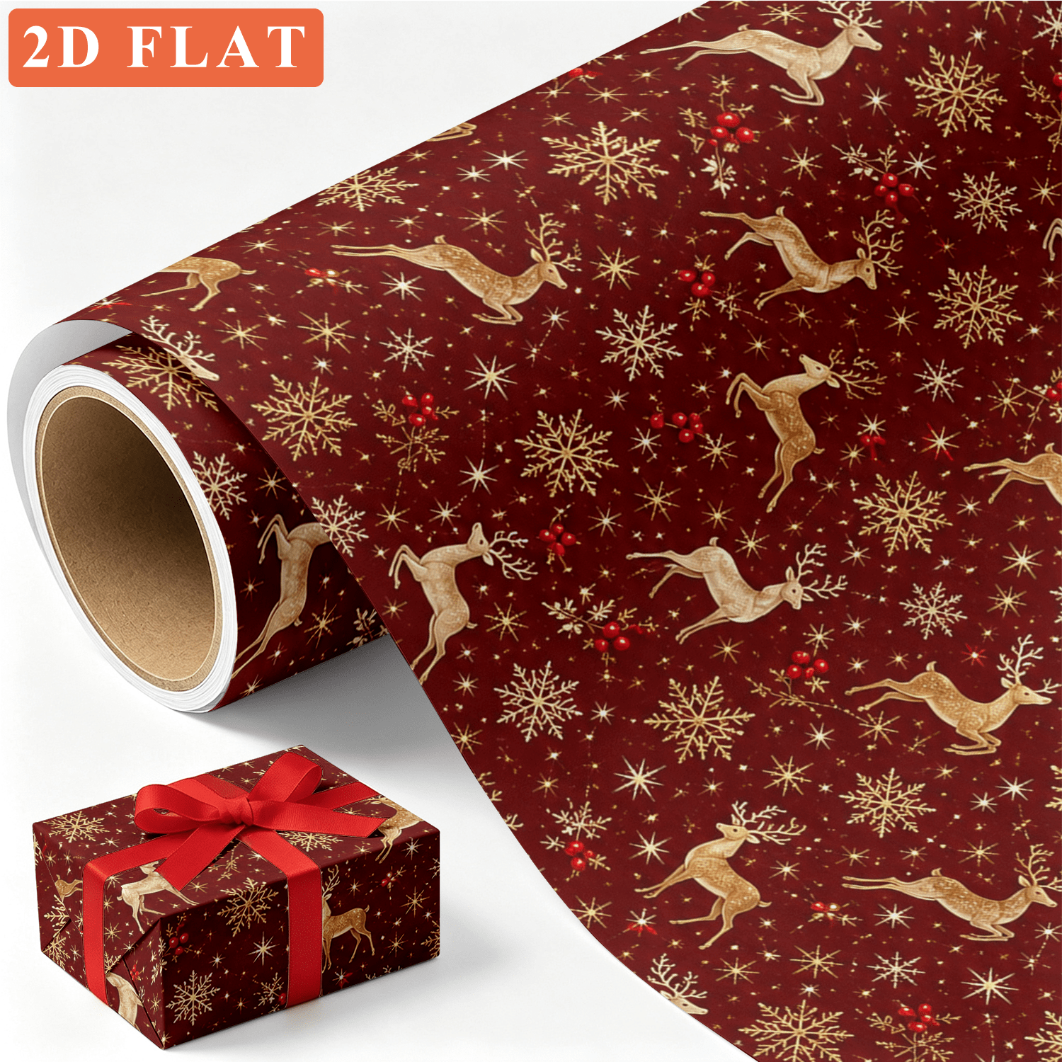 TEMU 1 Rouleau de Papier Cadeau Doré avec , de Neige et Étoiles - Élégant, Convient pour Cadeaux de Noël, Fêtes d'Hiver, Emballage de Bouquets,