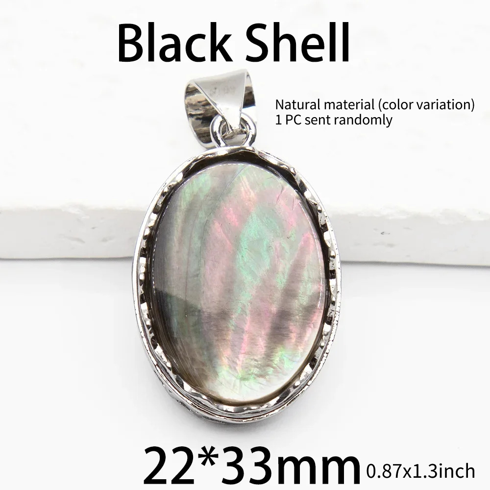 TEMU 1pc Natural Abalone Shell Semi-precious Stone Necklace Pendant, 22Ã33mm Size, Metal- Semi-precious Shell Inlay, New , Multiple Colors And