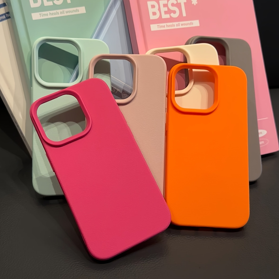 Minimalist Solid Color Shockproof Lychee Texture Case for iPhone 16 Pro Max, 15, 14 Plus, 13, 12, 11, Christmas Gift, New Year Gift, Easter Gift, Halloween Gift, for Friends